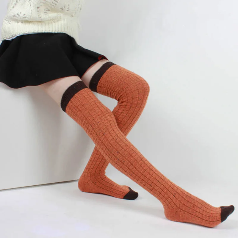 Новый осень зима шерстяные чулки для женщин Женская мода бедра выше колена носки для девочек Красочные Dot чулки Calcetines Altos 85Z
