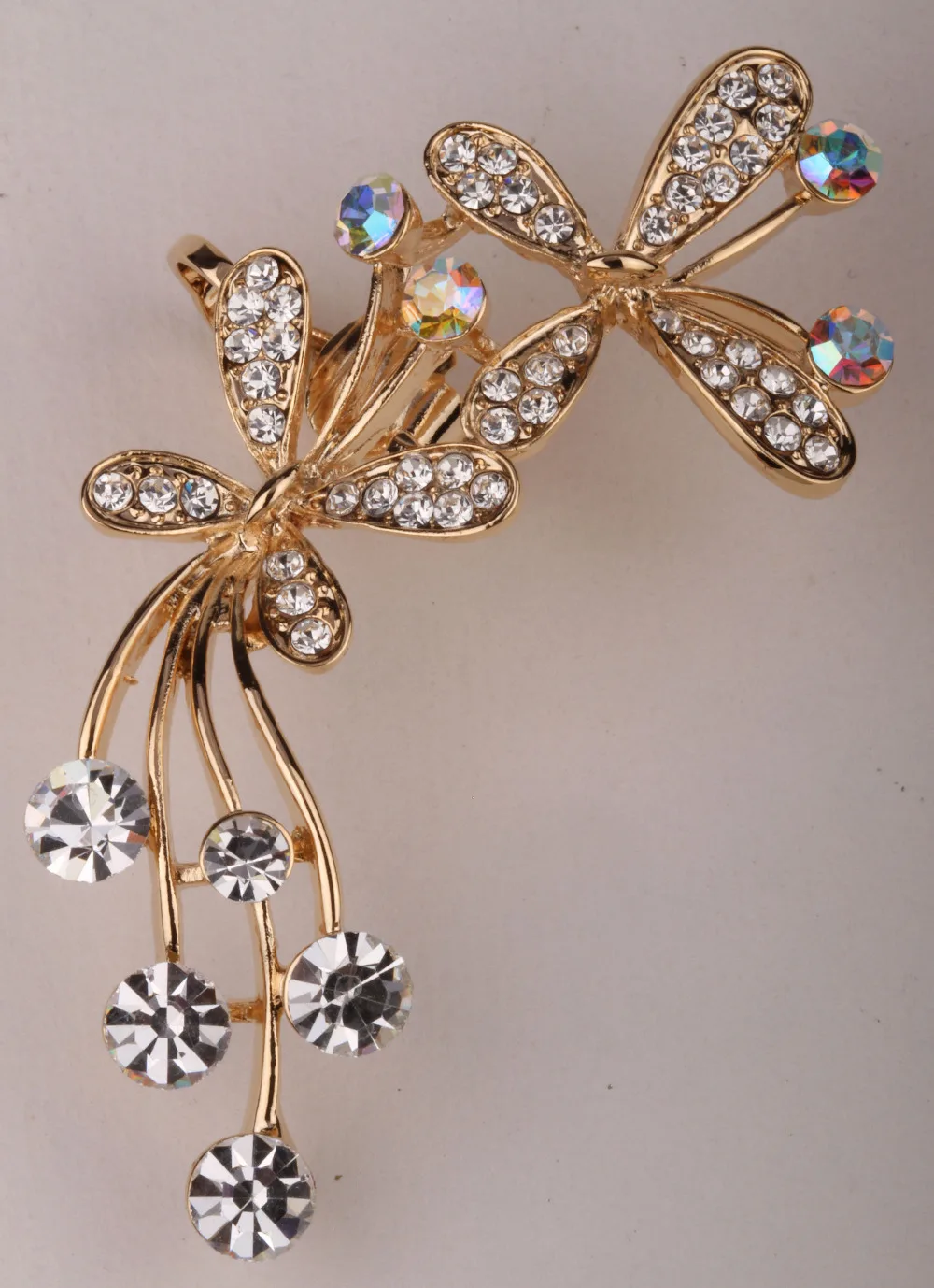 Butterfly right ear wrap cuff clip earrings antique gold silver color