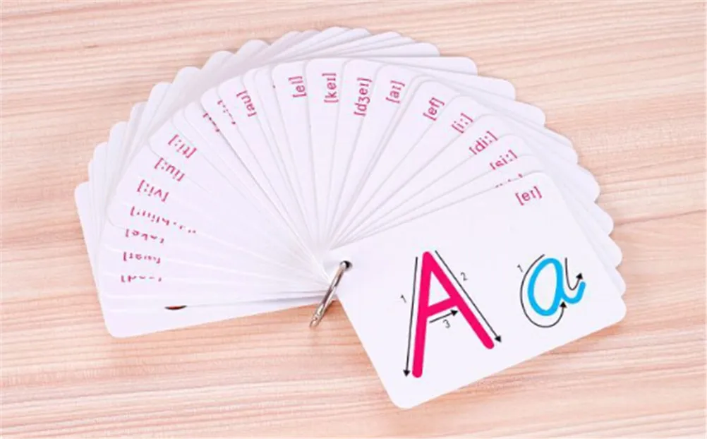 

26 Letter English Flash Card Handwritten Early Development Learning Educational Toy Card Books For Children Gift With Buckle