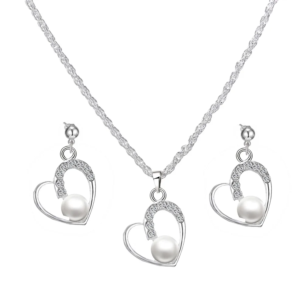 Aliexpress Buy Romantic Love Heart Jewelry Sets Pearl Pendant