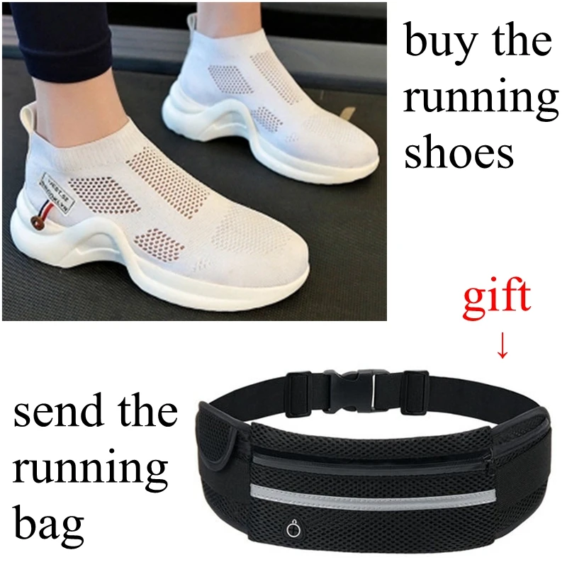 

SWYIVY Sneakers Women Woven Breathable Hollow Sport Socks Shoes 2018 New Slip-on Height Increasing Female Running Shoes