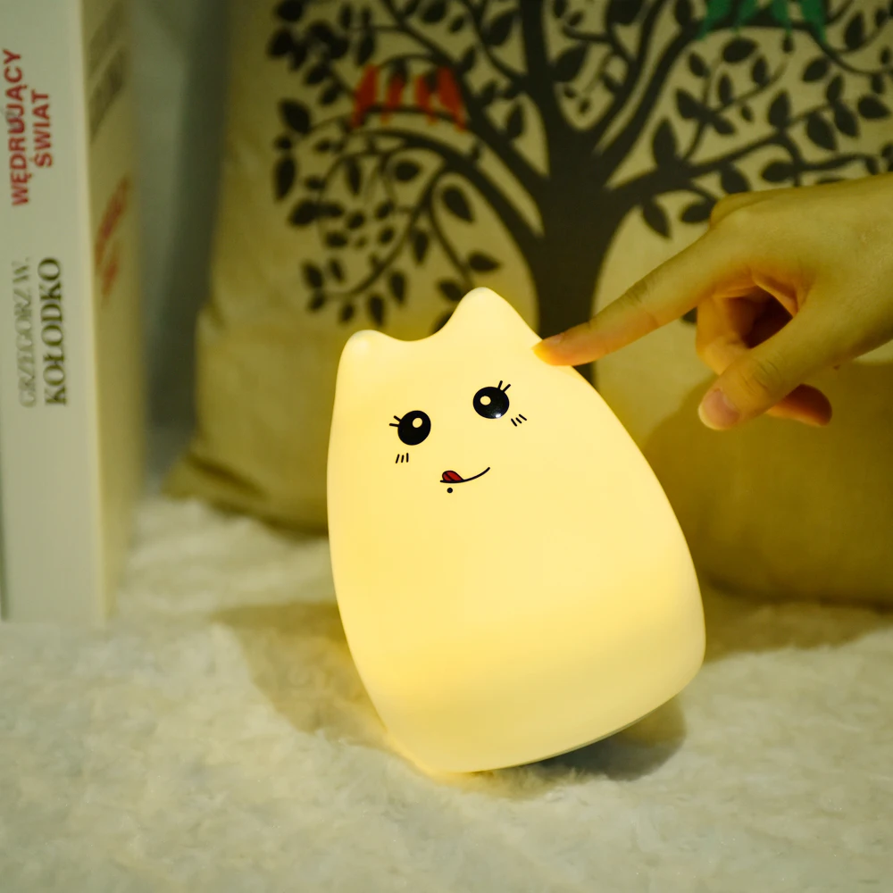 Силиконовый мягкий светодиодный ночник с зарядкой от USB дышащая мультяшная лампа