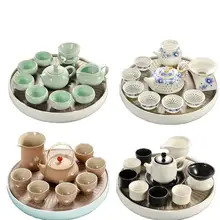 Домашнее использование китайский Ru печи кунг-фу набор для чая чайник чашки набор керамический сухой чайный поднос наборы японский простой маленький чайный столик чайное море