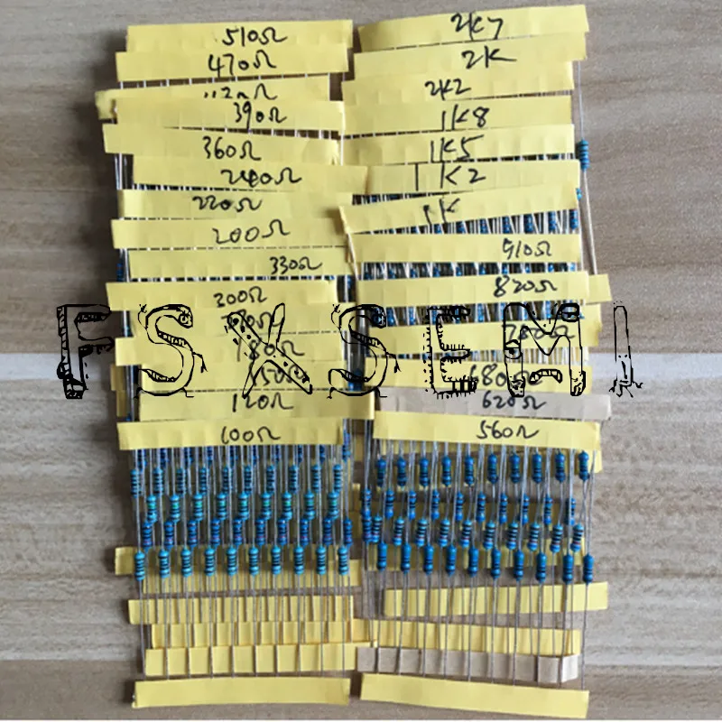 30values* 10 шт. = 300 шт. 1/4 Вт Сопротивление 1% металлического пленочного резистора кабельные наконечники в наборе для 10-1 M Ом
