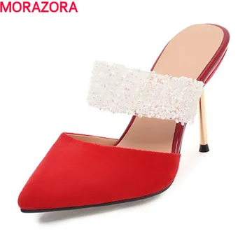 

MORAZORA new arrival fashion glitter party summer pumps simple women extreme high heels pointed toe wedding shoes big size 34-43