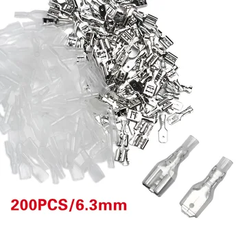

200Pcs 6.3mm Insulated Electrical Wire Crimp Terminal Spade Connector Insulating Sleeve Assortment Set