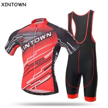 XINTOWN Мужской Красный велосипед одежда короткий рукав дышащий Велоспорт Джерси Наборы для верховой езды Джерси(bib) шорты комплект одежды