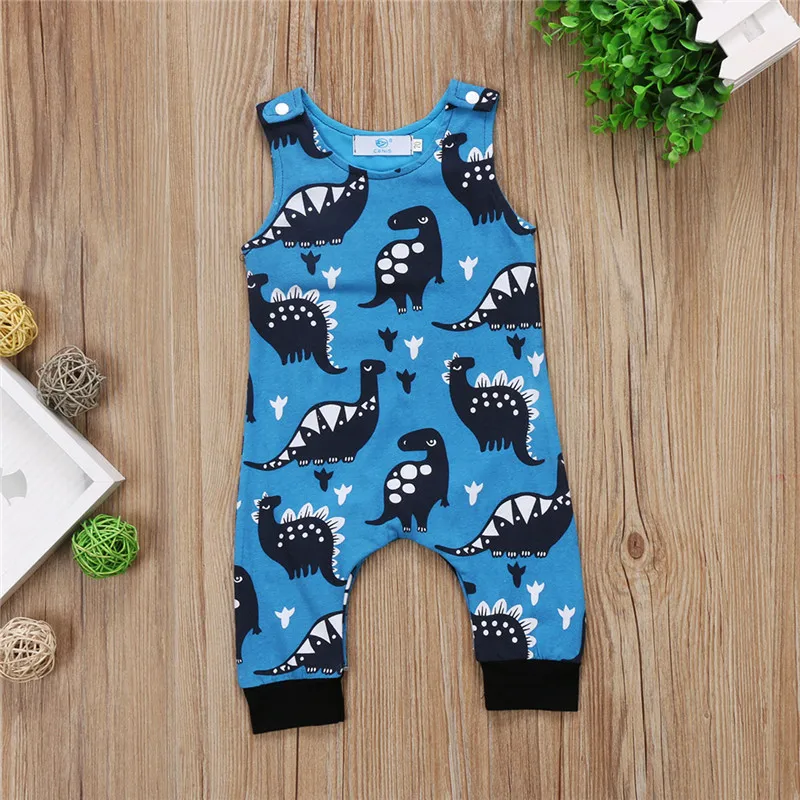 UK Dinosaur Newborn Kids Baby Boy Cotton Romper Playsuit Clothes Outfit