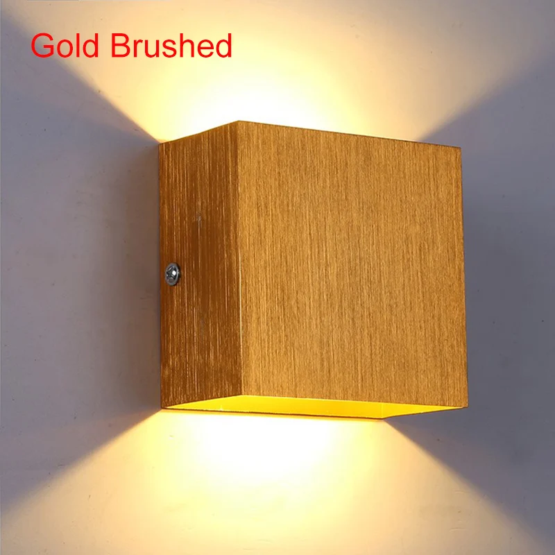 Cube COB светодиодный настенный светильник для внутреннего освещения, современное Домашнее освещение украшение, бра, алюминиевая лампа 7 Вт 85-265 в для ванной коридора ZBD0017 - Цвет абажура: Gold Brushed