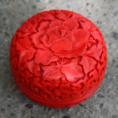 

Exquisite Chinese Traditional Technology Red Lacquerware Beautiful Flower Auspicious Jewelry Box