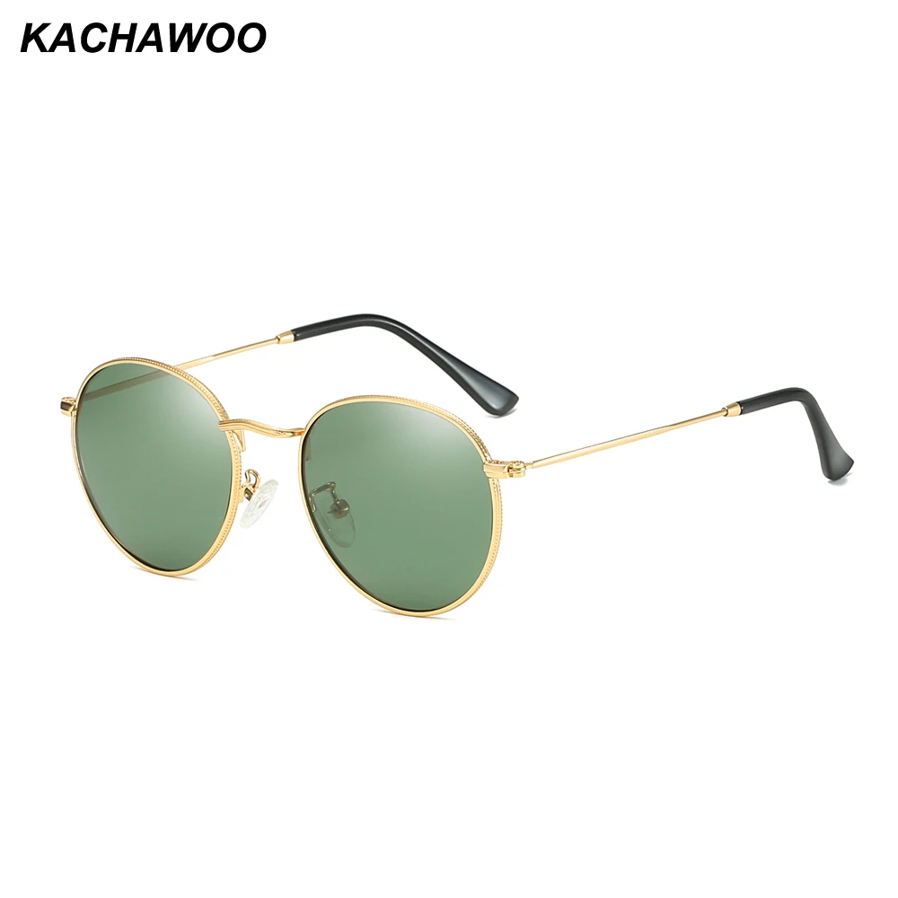 

Kachawoo polarized sunglasses women retro metal frame black green round sun glasses for men driving Unisex