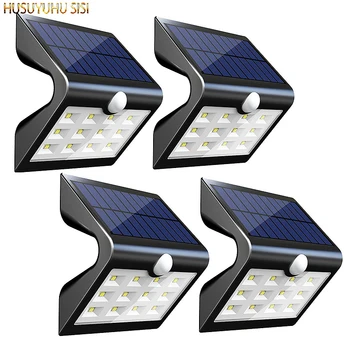 

4 Pcs SL412 2nd Version 14 LED Solar Rear Projection Outdoor Motion Sensor Activated Security Night Light Auto on/Off Wall Lamp