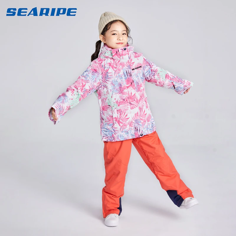 

SEARIPE Girl Ski Waterproof Windproof Snow Jacket+Pants Windproof Ski Jackets Girls Winter Snow Suit Kid's Outdoor Wear