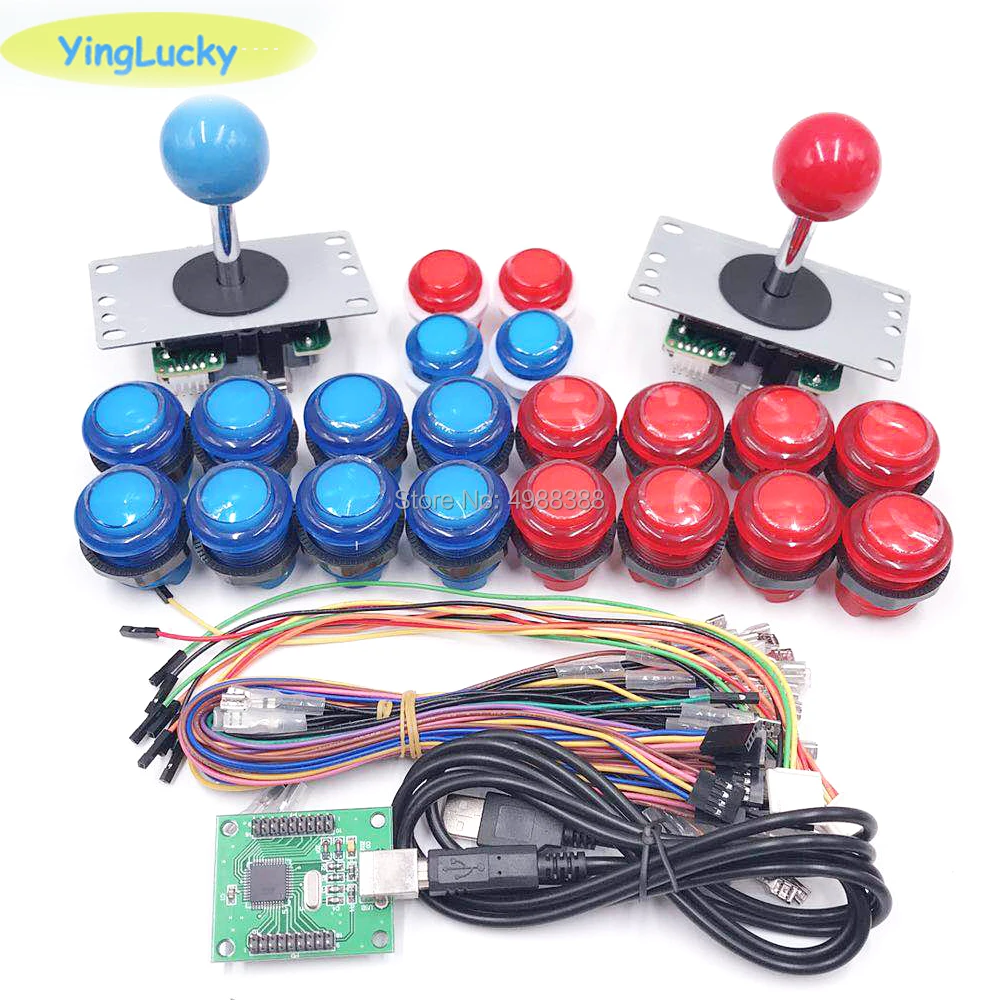 

Arcade DIY Kits Parts 5Pin Joystick + 2x 24mm + 8x 30mm 5V LED Illuminated Push Buttons xin mo Zero Delay USB Encoder To PC