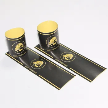 

Custom Logo Virgin Human Hair Paper Bundle Wraps Self- adhesive stickers,Brand Name Hair Wig Extension Packaging Seal Warps