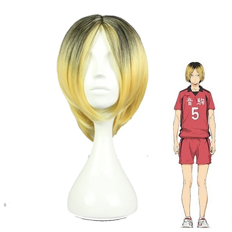 Haikyuu парик kozume kenma Косплей короткий желтый костюм играть парики костюмы на