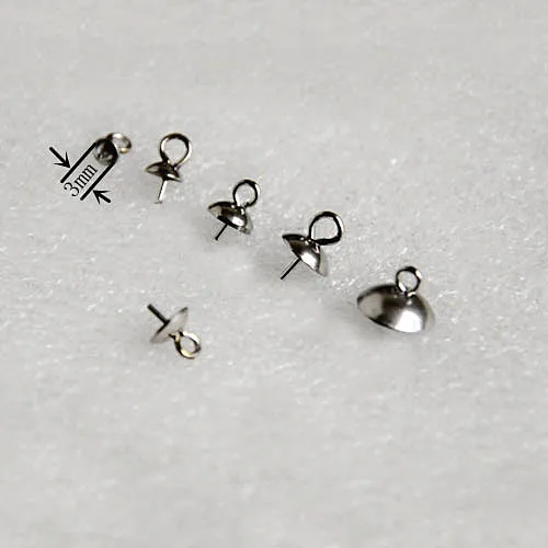 Stainless Steel Pearl Bail Pin Pendant Cap Connectors DIY Findings