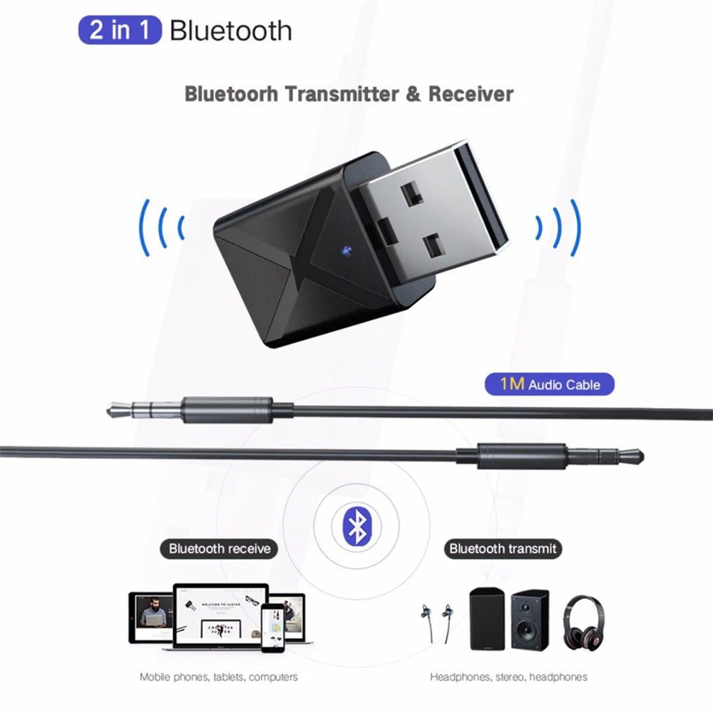 2 в 1 беспроводной USB Bluetooth 5,0 адаптер ключ Музыка Звук приемник адаптер Bluetooth передатчик для ПК ноутбук компьютер