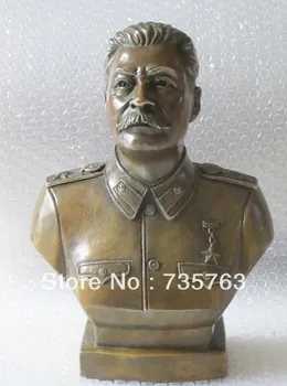 

00426 12"Western Art Bronze Copper sculpture Joseph Stalin Bust statue