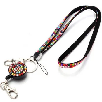 

1pcs Multicolor Retractable Rhinestone Crystal Bling Neck Lanyard with Badge Reel For ID Name Badge Holder Key Holder