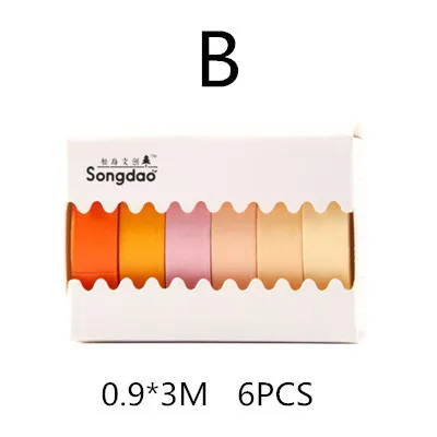 6 шт./лот осень радуга маскировки набор декоративного скотча Васи ремесла и скрапбукинг Бумага Декор японский канцелярские товары офисные принадлежности - Цвет: B