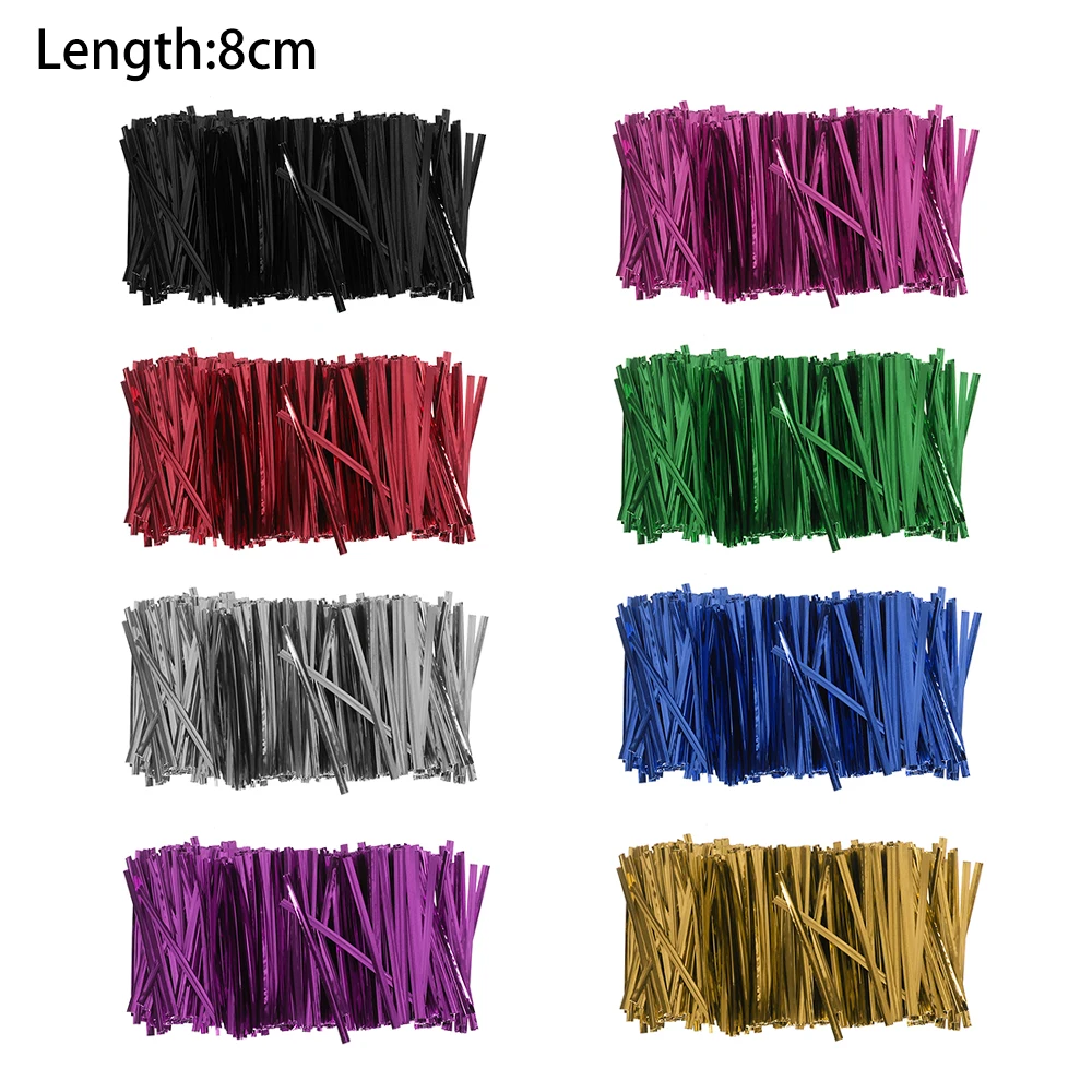 

800PCS/Pack 8cm Colorful Metallic Twist Ties Wire Cellophane Bag Pack Sealing Steel Baking Wrapping Ligation Party Supplies