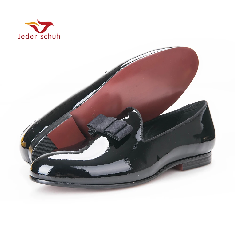 black patent loafers with bow