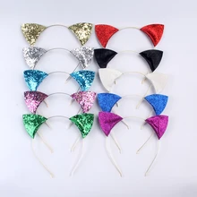 

Black Cat Ear Glitter Headbands For Women Festival Party Hair Band Girls Hair Accessories Metal Head Hoop Headwear