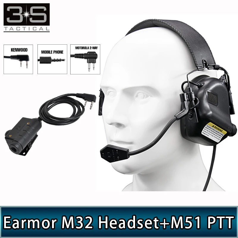 Авиационная гарнитура M32 для Airsoft и M51 PTT Kenwoo|Тактические гарнитуры аксессуары| |