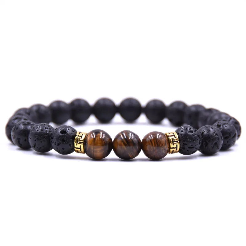 

Muti-color Lava Rock Beaded Stretch Bracelets 7 Chakra Healing Bracelet Stretch Reiki Buddha Prayer Natural Stone
