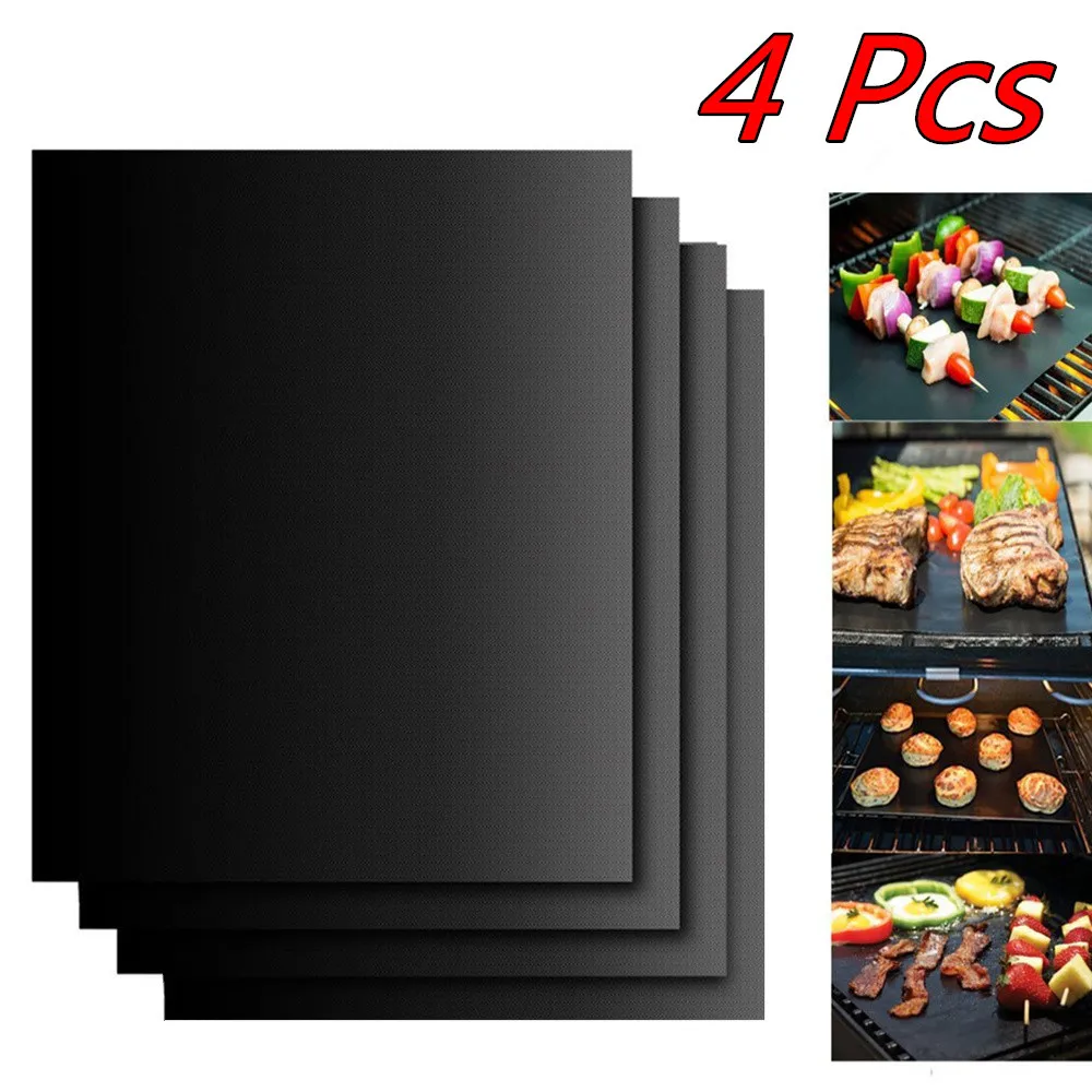 

Picnic 4Pcs BBQ Grill Mat/Sheet Reusable Resistant Non-Stick Barbecue Baking Bake Meat Kamp Malzemeleri