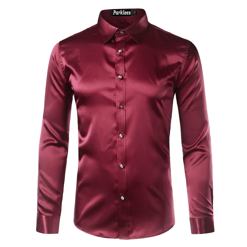 Promo Offer High Quality Silk Satin Shirt Men Chemise Homme 2017 Casual ...