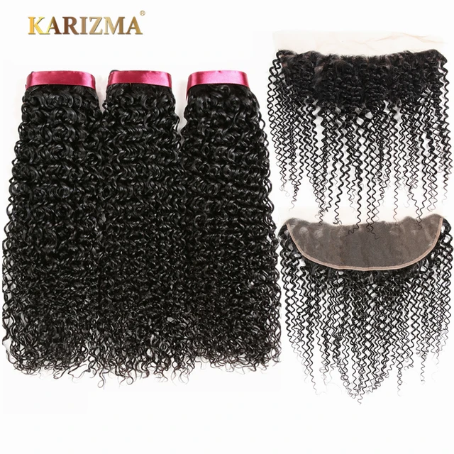 Best Price Karizma Brazilian Kinky Curly Hair Bundles With Frontal 13X4 Lace Closure 3 Bundles With Frontal Non Remy Human Hair Extension Best Price Karizma Brazilian Kinky Curly Hair Bundles With Frontal 13X4 Lace Closure 3 Bundles With Frontal Non Remy Human Hair Extension