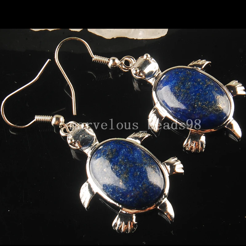 

Free Shipping Beautiful Natural Lapis Lazuli Turtle Earring MC3610