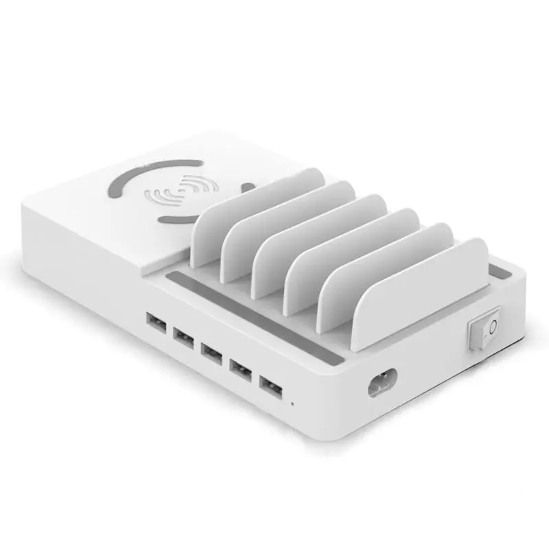 

5-port USB Smart QI Charging Dock Fast Charger with Wireless Multi-function Charger Smart Wireless Charger US Plug