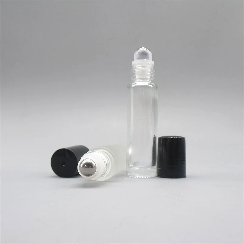 Empty Roll On Bottles For Essential Oils 10ml Cosmetic Refillable Clear
