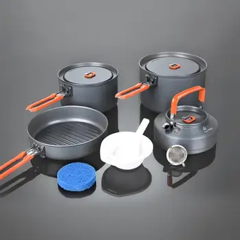

Portable Outdoor Camping Picnic Hiking Pot Pan Teapot Kettle Utensils Cookware