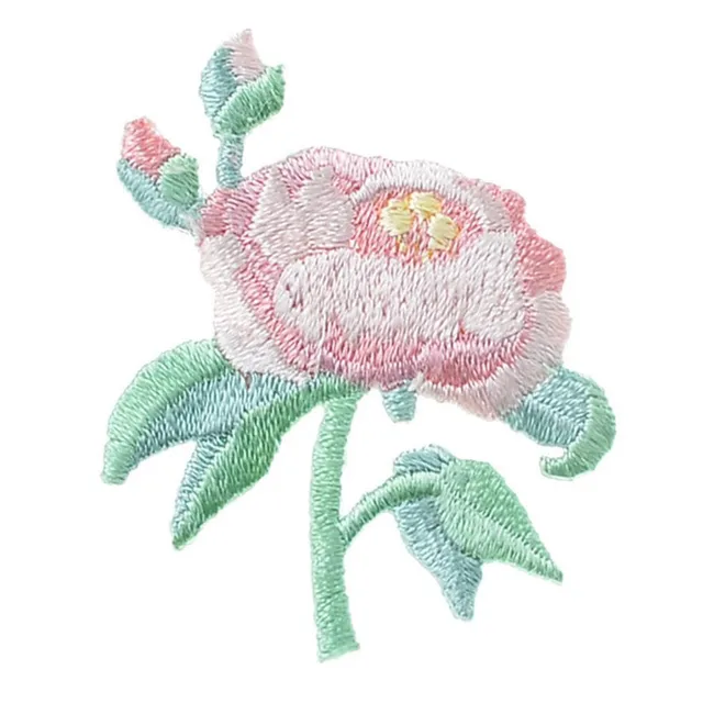 2pcs Embroidered Patches Flower Pattern Diy Sewing Embroidered Flower  Patches For Wedding Dresses Backpack Pantspink