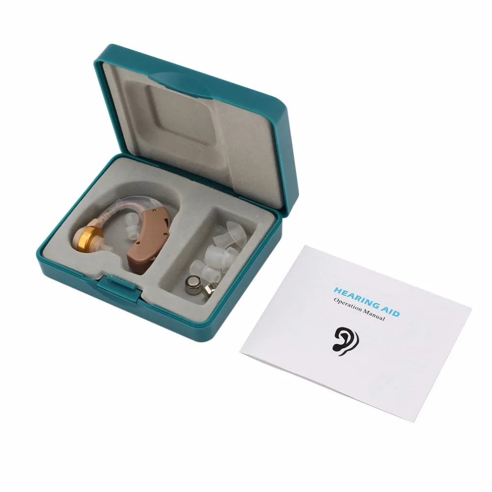 Ear Hearing Aid Kit with 4 different EarPlug Adjustable Behind Ear