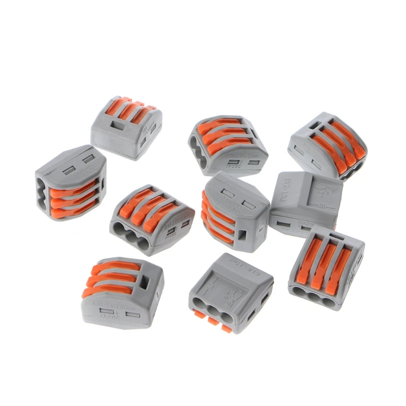 

10 Pcs 3 Way Electric Cable Wire Connector Reusable Lever Terminal Block New