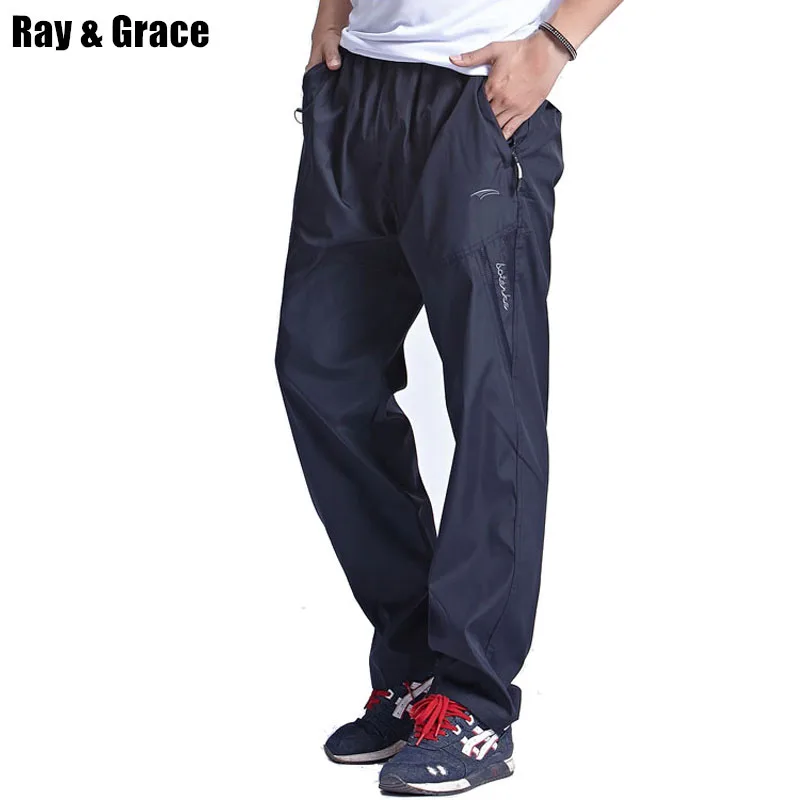 RAY GRACE rápido seco al aire libre pantalones de los hombres de verano transpirable de malla de Camping Pantalones de deporte senderismo Jogging Trekking