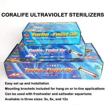 

Coralife Turbo Twist UV LIGHT ULTRAVIOLET STERILIZERS For Fresh/Saltwater Aquarium Tank Aquatic Pond 3X 9W 6X 18W 12X 36W