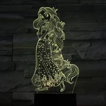 

Princess Rapunzel Figure Usb 3d Led Night Light Decoration Girls Children Kids Baby Gifts 7 Color Changing Visual Table Lamp