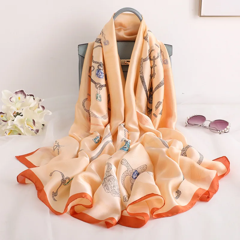 

Luxury Women Scarf Designer 2019 Print Silk Scarfs Foulard Hijab for Female Sunscreen Beach Scarves Pashmina Shawl