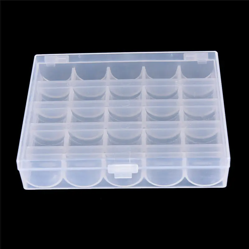

10 PCS 25 Cell Empty Bobbins Spools Box Sewing Machine Bobbin Case Organizer Storage
