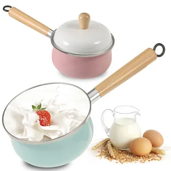 

Japanese Style Ceramic Soup Pot Fresh Porcelain Enamel 1.2L Milk Pot 3.3L Soup Pot General Use for Gas and Induction Cooker