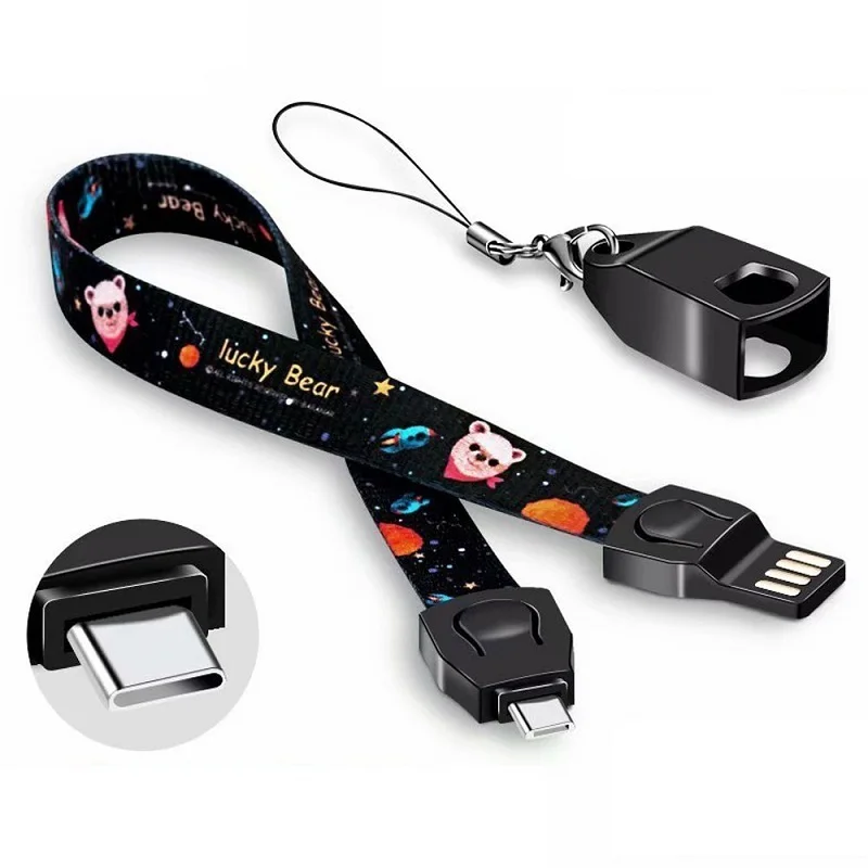 Ascromy-Mobile-Phone-Lanyard-Neck-Wrist-Strap-USB-Cable-For-iPhone-X-7-8-Plus-6 - 