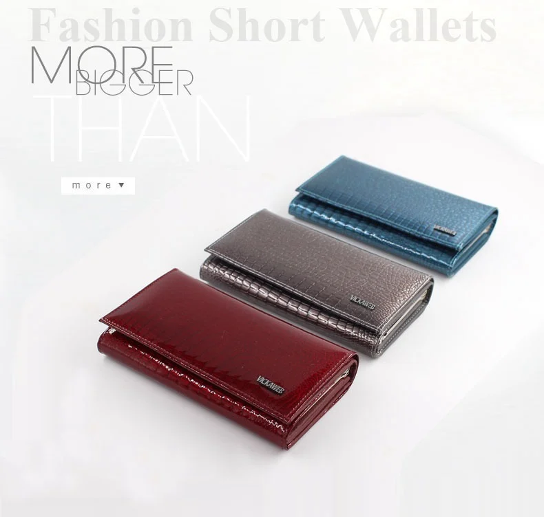 VICKAWEB Genuine Leather Small Wallet Women Wallets Alligator Short Purse Coins Hasp Girls Wallet Fashion Female Ladies Wallets-001