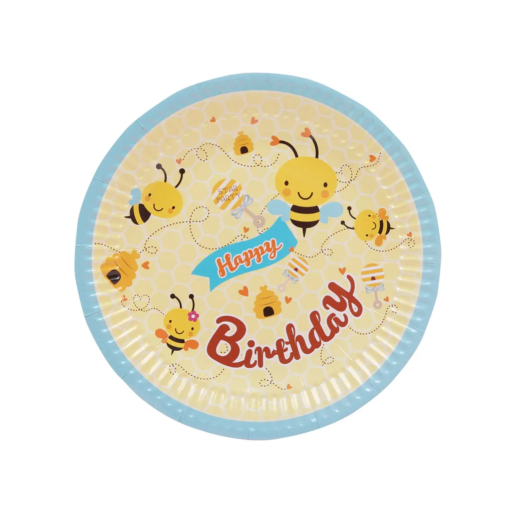 10 Sets Cute Bee Paper Disposable Plates Cups Kids Birthday Party Baby Shower