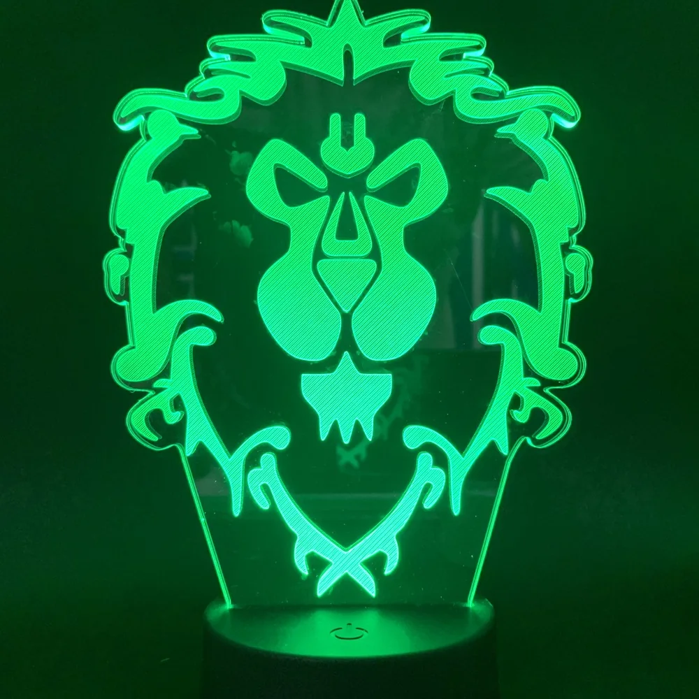 World of Warcraft 3D LED Lamp The Alliance Tribal Signs Visual Night Light Remote or Touch Control Atmosphere Light for Gifts